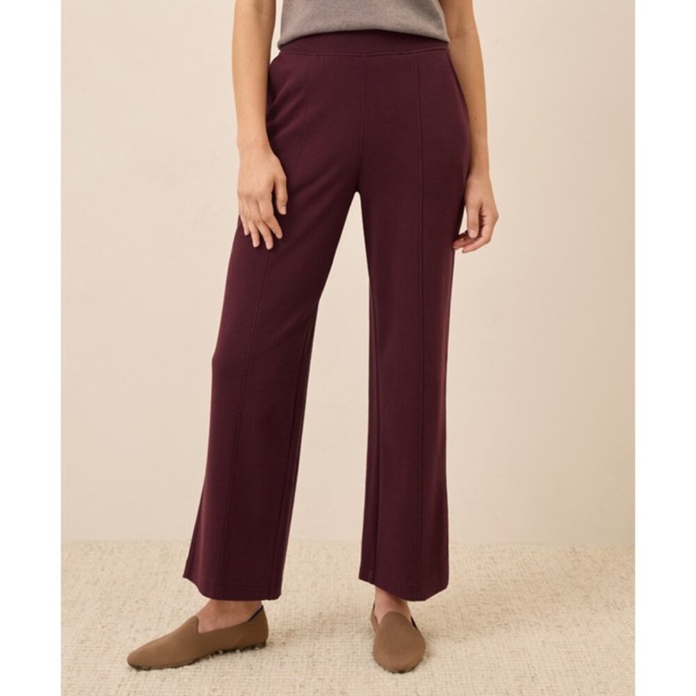 Pact Organic Airplane Pintuck Wide Leg Pant -Windsor Wine